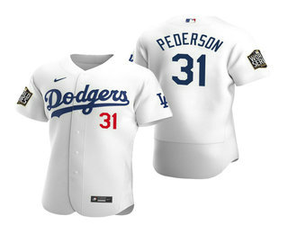 Men Los Angeles Dodgers #31 Joc Pederson White 2020 World Series Authentic Flex Nike Jersey->los angeles dodgers->MLB Jersey
